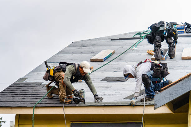 Professional Gutter Installation technician working in Amherst, WI
